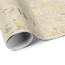Papel De Presente Olho de Horus Dourado Egípcio Hieroglífico Faraó