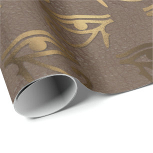 Papel De Presente Olho de Horus Dourado Egípcio Hieroglifics Bronze
