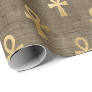 Papel De Presente Olho de Horus Papiro Hieróglifo Egípcio Dourado