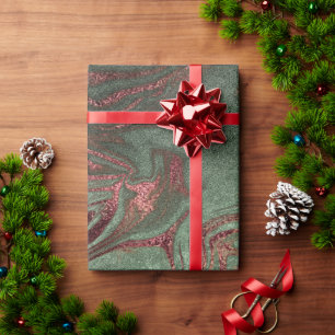 Papel De Presente Olho de mármore verde rosa de cobre elegante