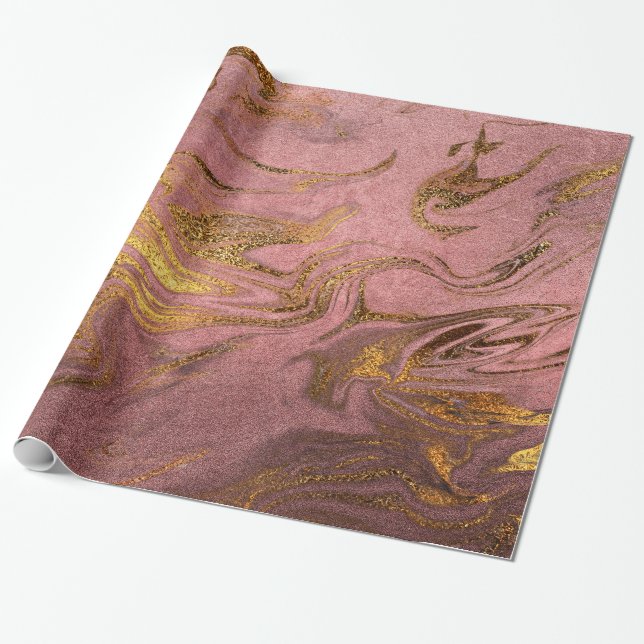 Papel De Presente Olho elegante de ouro e rosa (Desenrolado)
