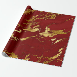 Papel De Presente Olho elegante de ouro na moda e mármore vermelho