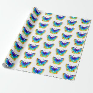 Papel De Presente Olho Peacock da Borboleta Arco-Íris