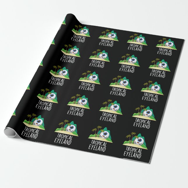 Papel De Presente Olho Tropical da Ilha Engraçada Piada Fundo Escuro (Desenrolado)