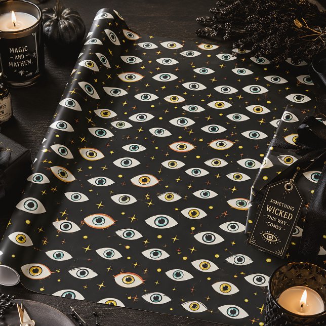 Papel De Presente Olhos Assustadores Halloween Gótico (Criador carregado)