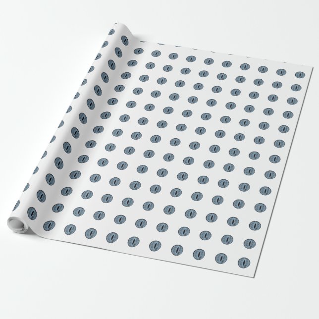 Papel De Presente Olhos de Bolinhas Azul do Halloween (Desenrolado)