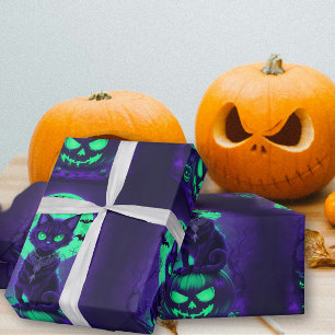 Papel De Presente Olhos Verdes Brilhantes, Gato Preto