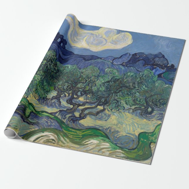 Papel De Presente Oliveiras com Alpilles por Vincent van Gogh (Desenrolado)
