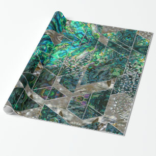 Papel De Presente Olmo e madrepérola geométricos abstratos