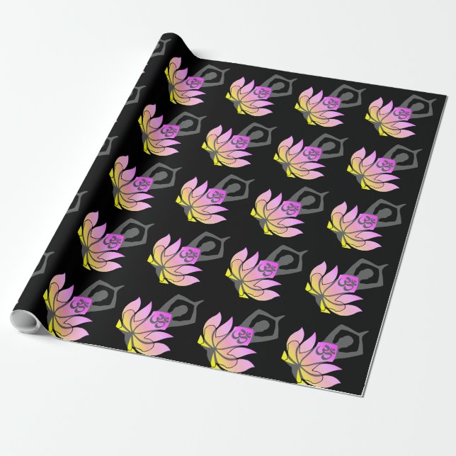 Papel De Presente OM Namaste Lotus Flower Yoga Pose Espiritual (Desenrolado)