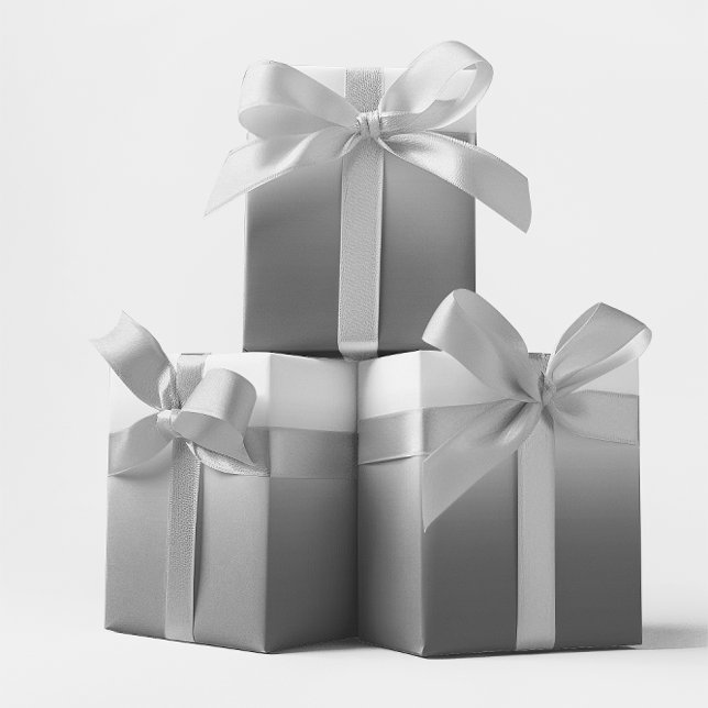 Papel De Presente Ombre Cinza Monocromático Moderno (Modern Monotone Grey Ombre Wrapping Paper)