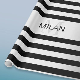 Papel De Presente Ombre de Listras de Prata Falsa Contemporânea & Pr