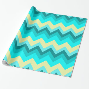 Papel De Presente Ombre Girly Pattern Teal Turquoise Chevron