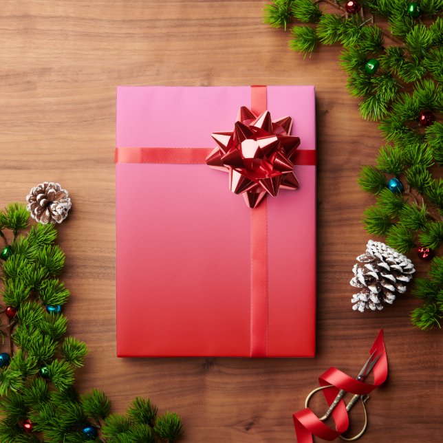Papel De Presente Ombré Gradiente Rosa Vermelho #2 (Presente de Natal)