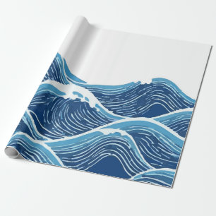 Papel De Presente Onda Azul Elegante Design Abstrato