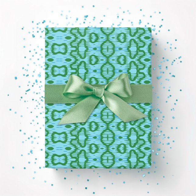 Papel De Presente Onda Boa em Verde e Água (Criador carregado)