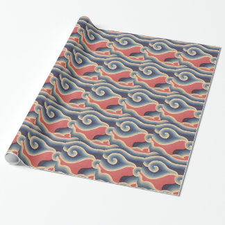 Papel De Presente Onda coral do japonês do azul de índigo