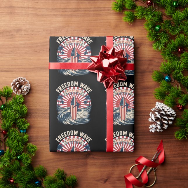 Papel De Presente Onda da Liberdade 4 de Julho (Presente de Natal)