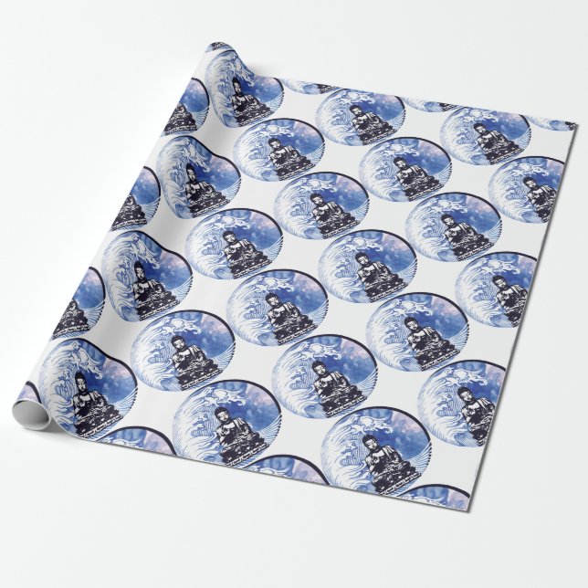 Papel De Presente Onda de Buddha da água profunda (Desenrolado)
