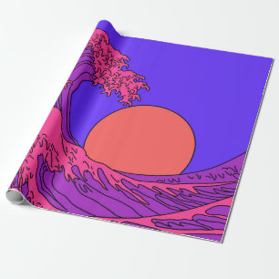 Papel De Presente Onda de excelente no estilo de Arte de Pop Vaporwa