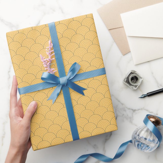 Papel De Presente Onda Japonesa Seigaiha (Presentear)