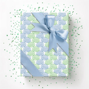 Papel De Presente Onda Têxtil em Ardósia e Verde