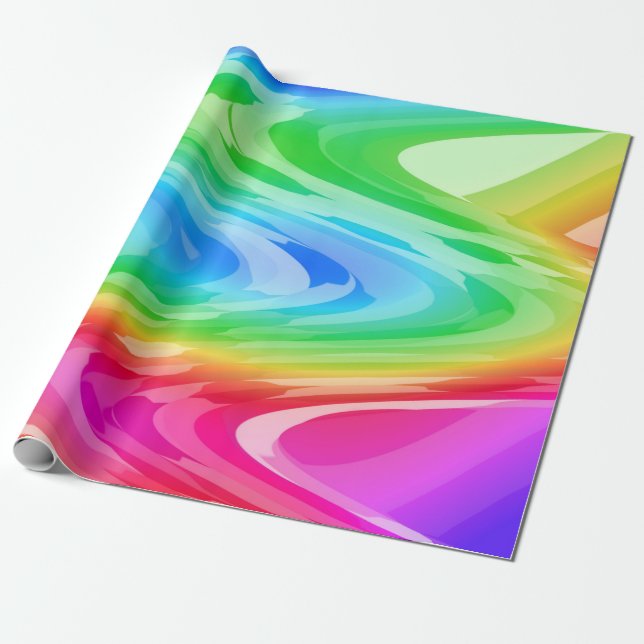 Papel De Presente Ondas Arco-íris (Desenrolado)