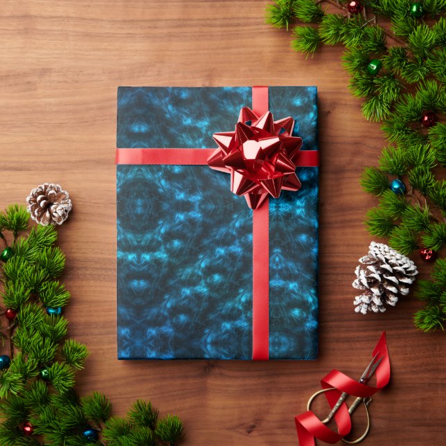 Papel De Presente Ondas Azuis Escuras (Presente de Natal)