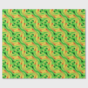 Papel De Presente ondas cromadas verdes e douradas