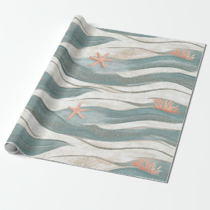 Papel De Presente Ondas de Conchas da Praia Boho (5)