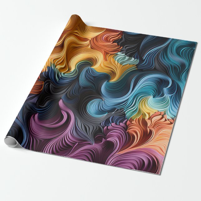 Papel De Presente Ondas de cor (Desenrolado)