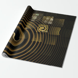 Papel De Presente Ondas Douradas Hipnóticas Arte Moderna Abstrata