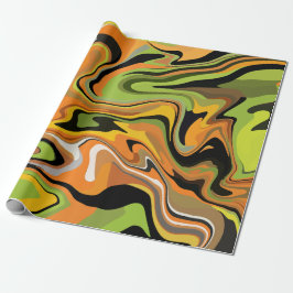 Papel De Presente Ondas Fluídas Abstratas de Cores de Outono