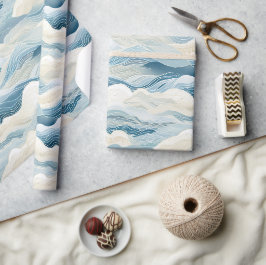 Papel De Presente Ondas Oceânicas De Areia Do Mar Azul