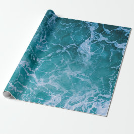 Papel De Presente Ondas profundas do oceano azul