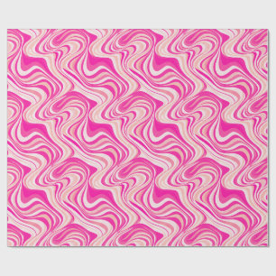 Papel De Presente Ondas Rosa Quentes De Groovy, Rochas De Mármore Ro