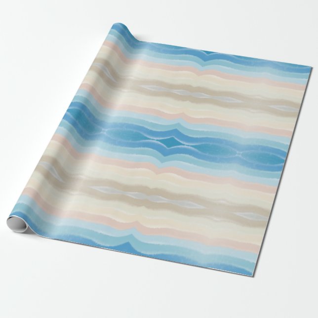 Papel De Presente Ondas Salgadas da Linha Costeira (Desenrolado)