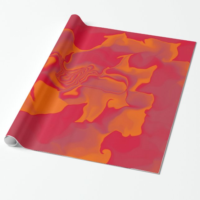 Papel De Presente Ondas Vermelhas e Laranjas (Desenrolado)