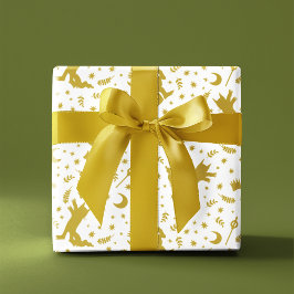 Papel De Presente Onde as Coisas Selvagens Floral Dourado Padrão de 