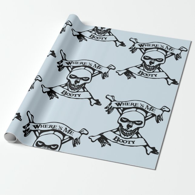Papel De Presente Onde está o meu crânio e Crossbones (Desenrolado)