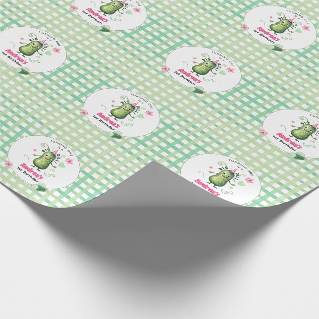Papel De Presente One Big Dill Pickle First Birthday Pink (Ponta)