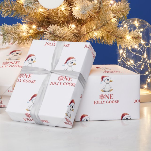 Papel De Presente One Jolly Goose Modern December First Birthday (Feriados)
