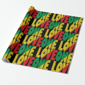 Papel De Presente One Love Rasta Reggae Typographic Pattern