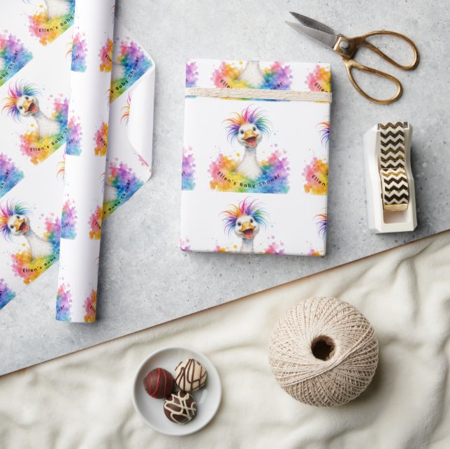 Papel De Presente One Silly Goose Rainbow Baby Shower (Artesanato)