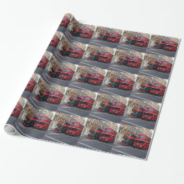 Papel De Presente Ônibus Vermelhos de Dois Andares