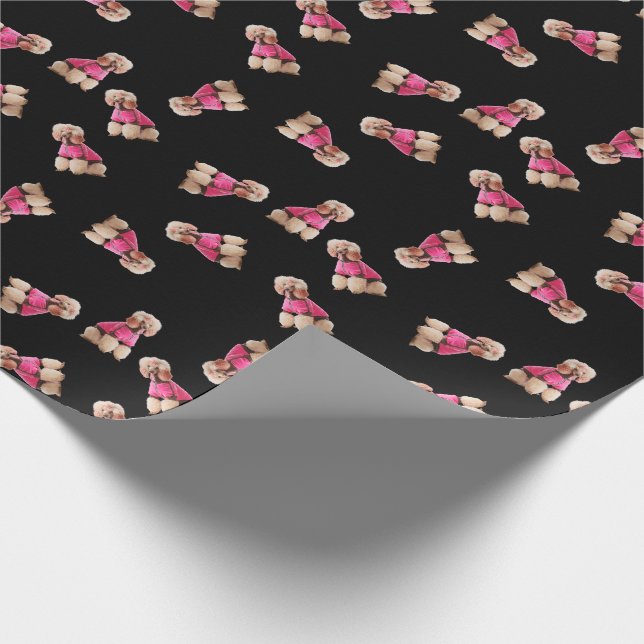 Papel De Presente Oodles De Poodles (Rosa em Preto) (Ponta)
