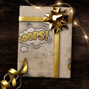 Papel De Presente OOPS! Vintage Comic Book Steampunk Pop Art Wrappi