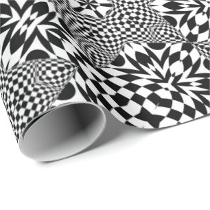 Papel De Presente Op-Arte Prix Madhi preto e branco