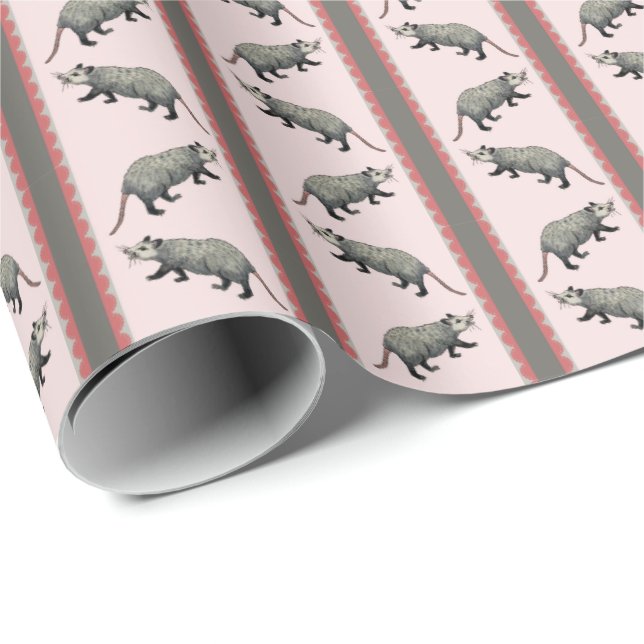 Papel De Presente Opossum Stripe  (Ponta do rolo)