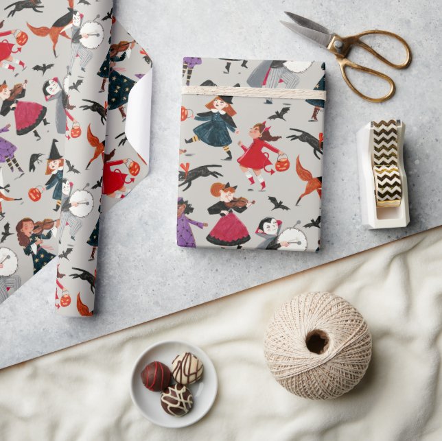 Papel De Presente Óptica ilustração de crianças de halloween (Artesanato)